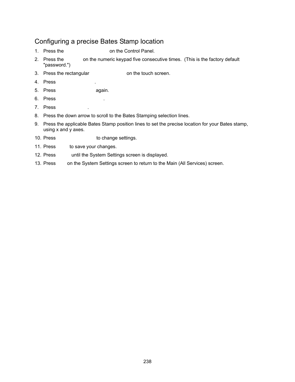 Configuring a precise bates stamp location | Xerox 7245 User Manual | Page 238 / 300