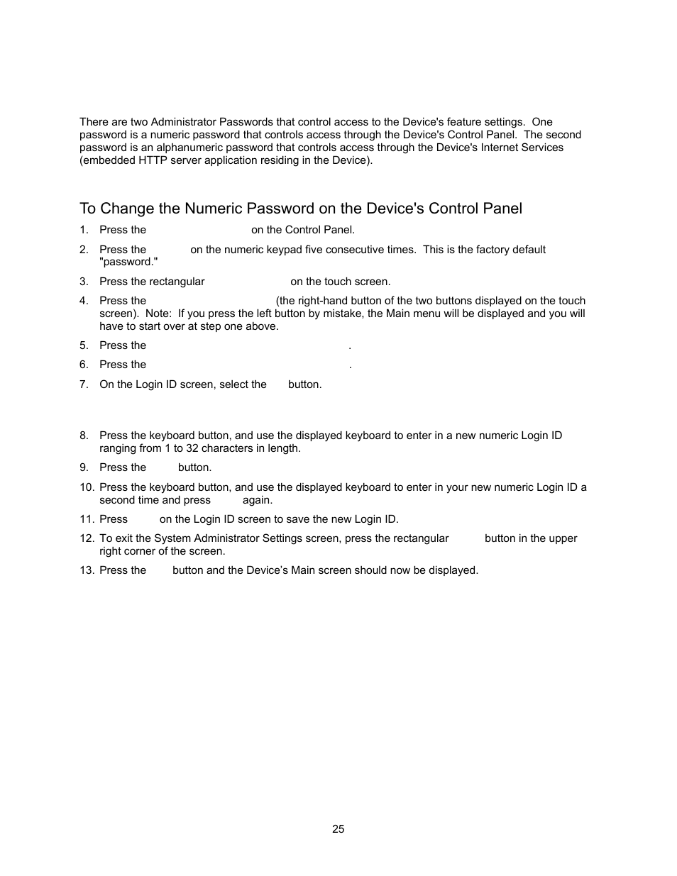 Changing the administrator password a10, Changing the administrator password | Xerox 7245 User Manual | Page 25 / 300