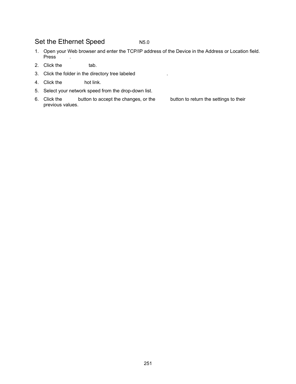 Set the ethernet speed n5.0, Set the ethernet speed | Xerox 7245 User Manual | Page 251 / 300