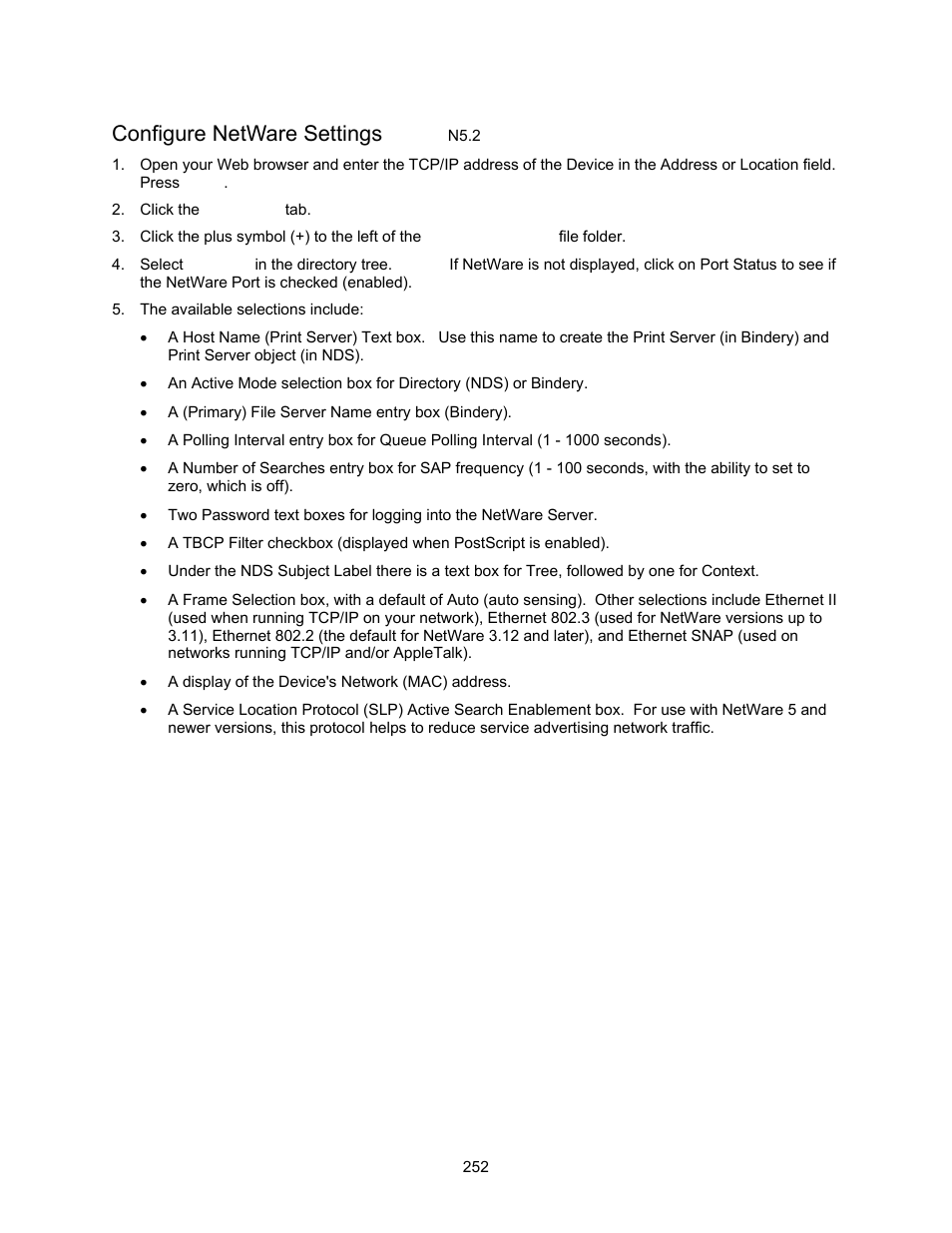 Configure netware settings n5.2, Configure netware settings | Xerox 7245 User Manual | Page 252 / 300