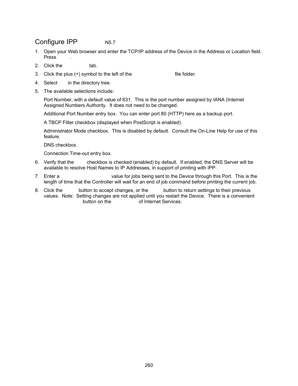 Configure ipp n5.7, Configure ipp | Xerox 7245 User Manual | Page 260 / 300