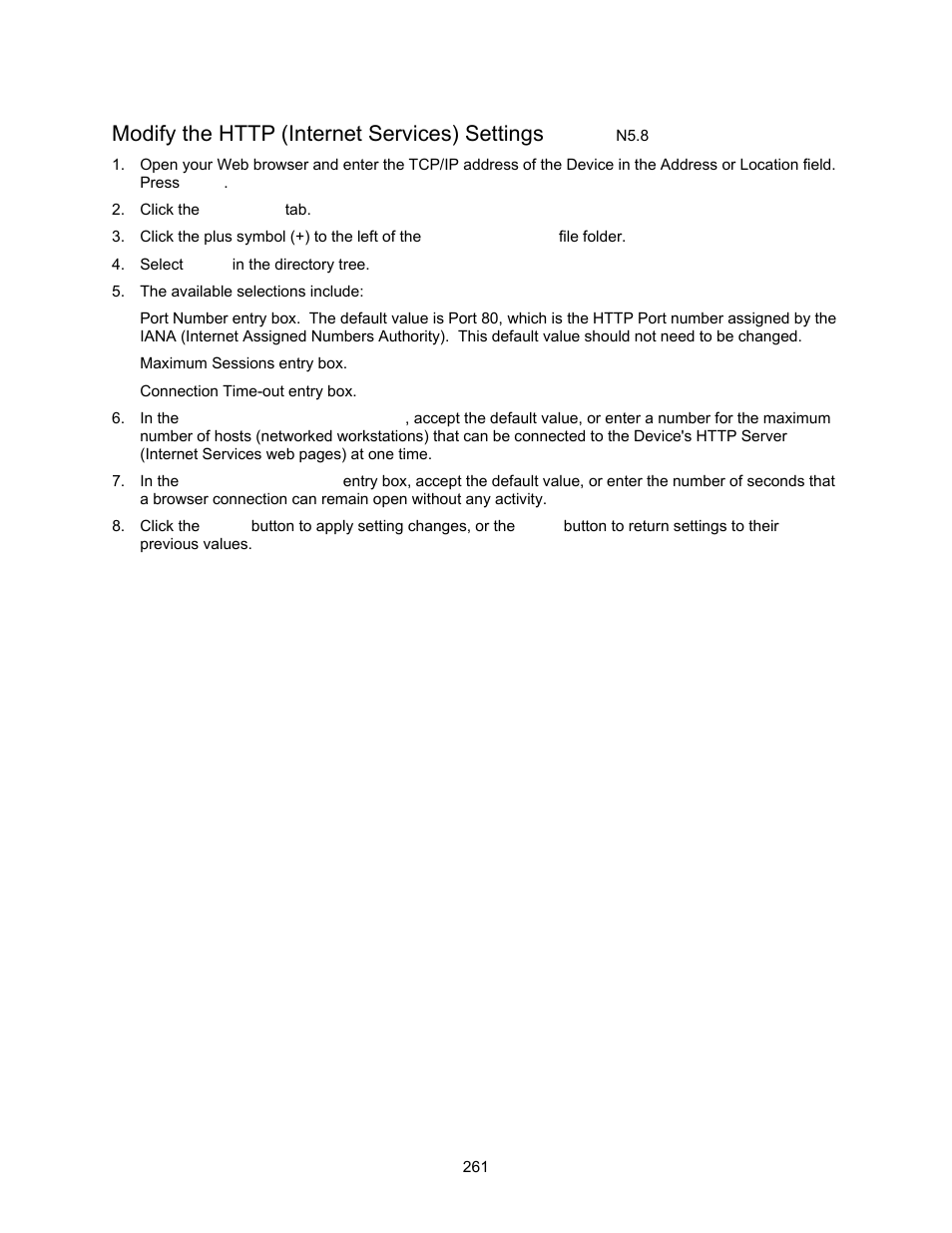 Modify the http (internet services) settings n5.8 | Xerox 7245 User Manual | Page 261 / 300