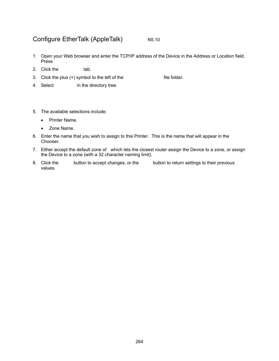 Configure ethertalk (appletalk) n5.10, Configure ethertalk (appletalk) | Xerox 7245 User Manual | Page 264 / 300