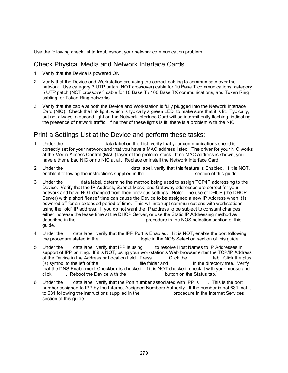 Ipp troubleshooting t4, Check physical media and network interface cards, Ipp troubleshooting | Xerox 7245 User Manual | Page 279 / 300