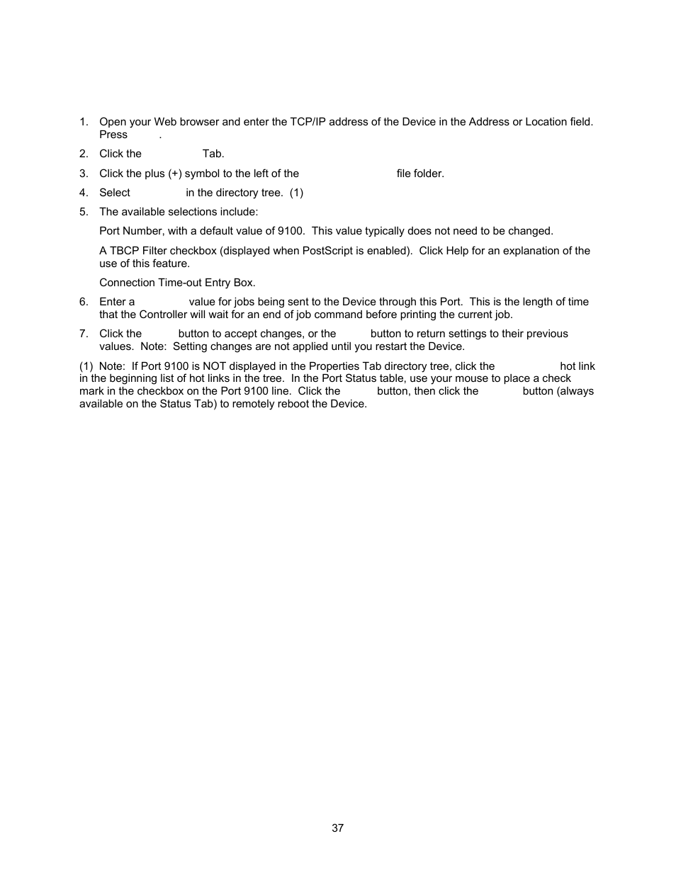 Configure port 9100 (raw printing) b8, Configure port 9100 (raw printing) | Xerox 7245 User Manual | Page 37 / 300