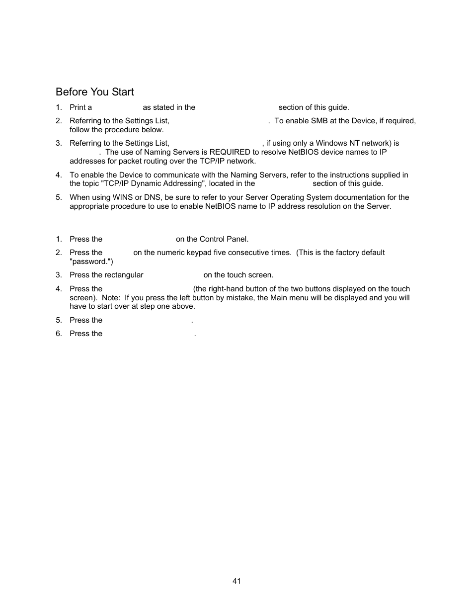 Microsoft (netbios over ip) networks b6, Before you start, Microsoft (netbios over ip) networks | Xerox 7245 User Manual | Page 41 / 300