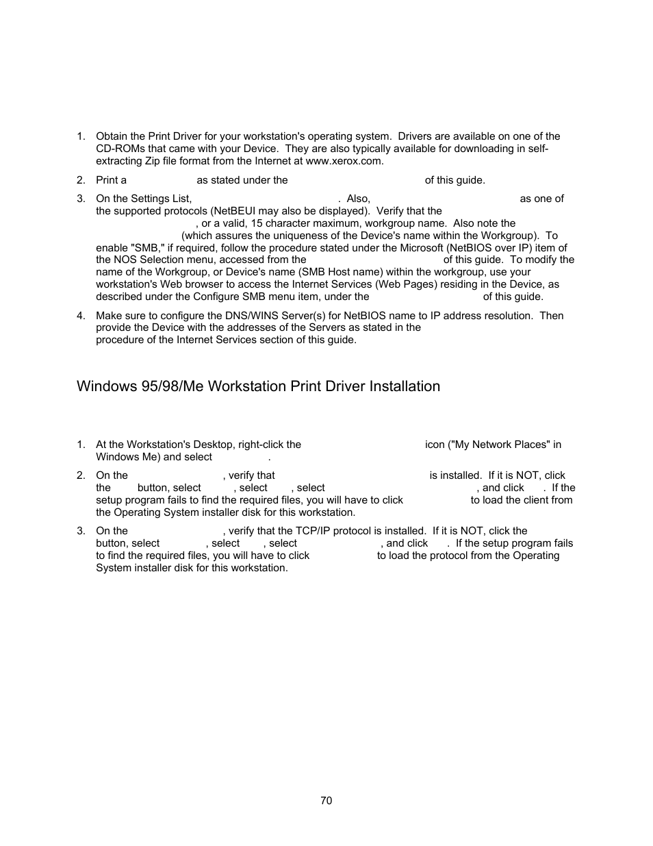 Netbios over ip peer to peer printing d7, Netbios over ip peer to peer printing | Xerox 7245 User Manual | Page 70 / 300