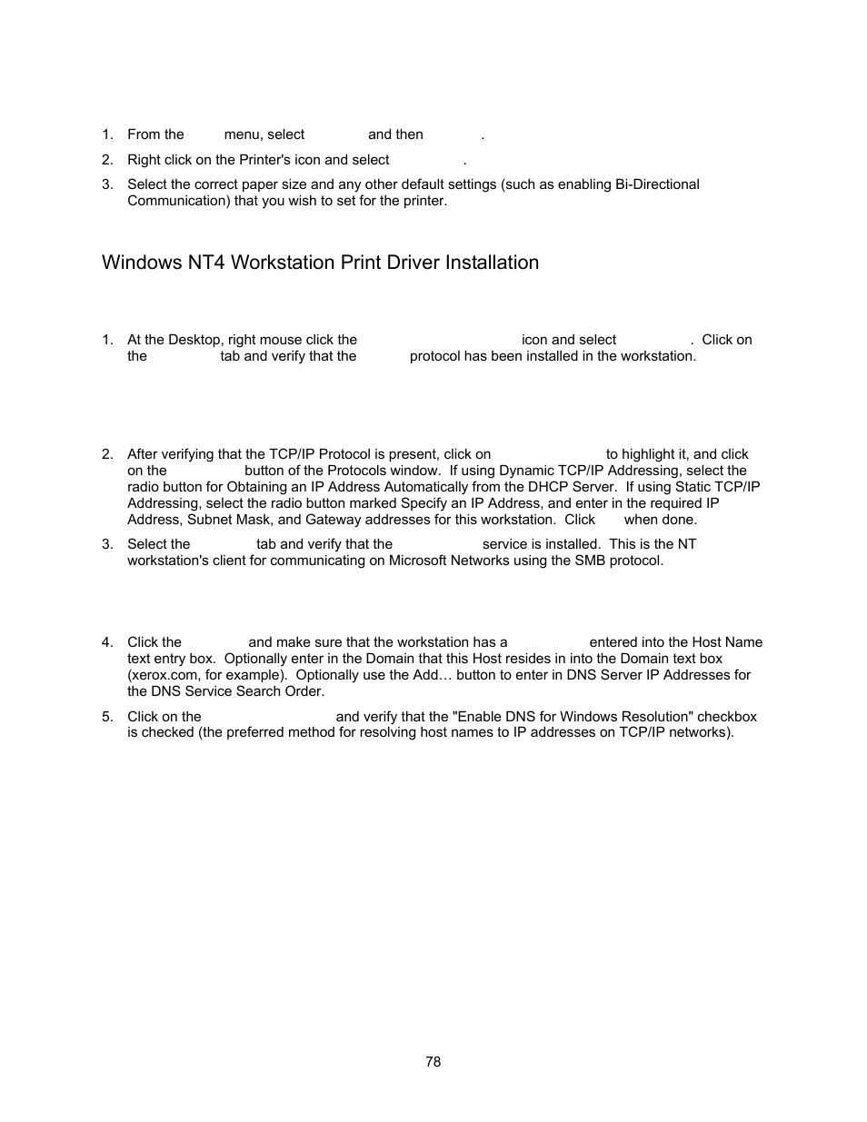 Windows nt4 workstation print driver installation | Xerox 7245 User Manual | Page 78 / 300