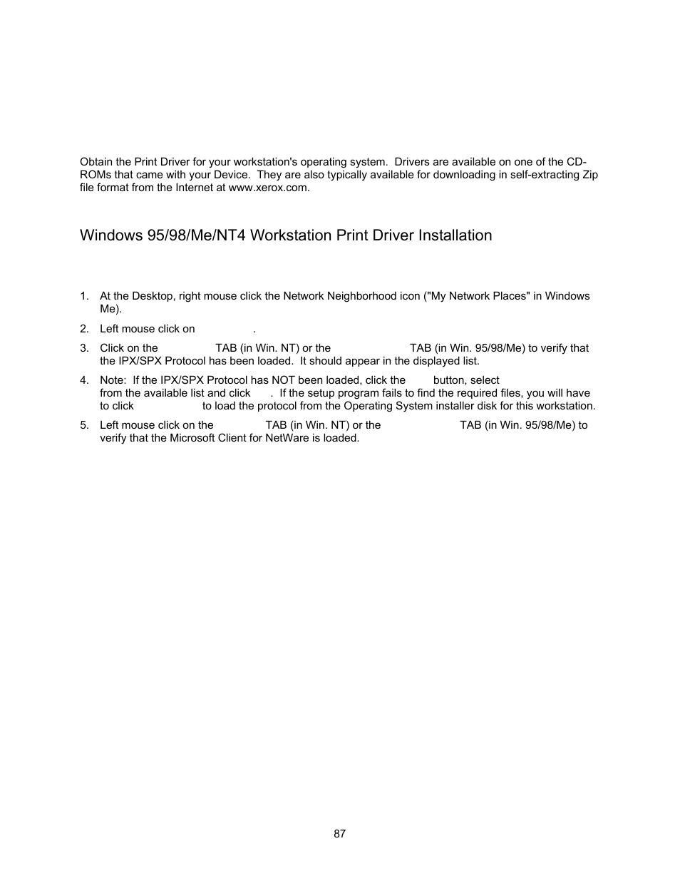 Netware 3.12 and 4.x/5.x (bindery) printing d16 | Xerox 7245 User Manual | Page 87 / 300