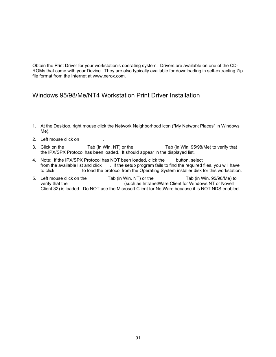 Netware 4.xx (nds) printing d17, Netware 4.xx (nds) printing | Xerox 7245 User Manual | Page 91 / 300