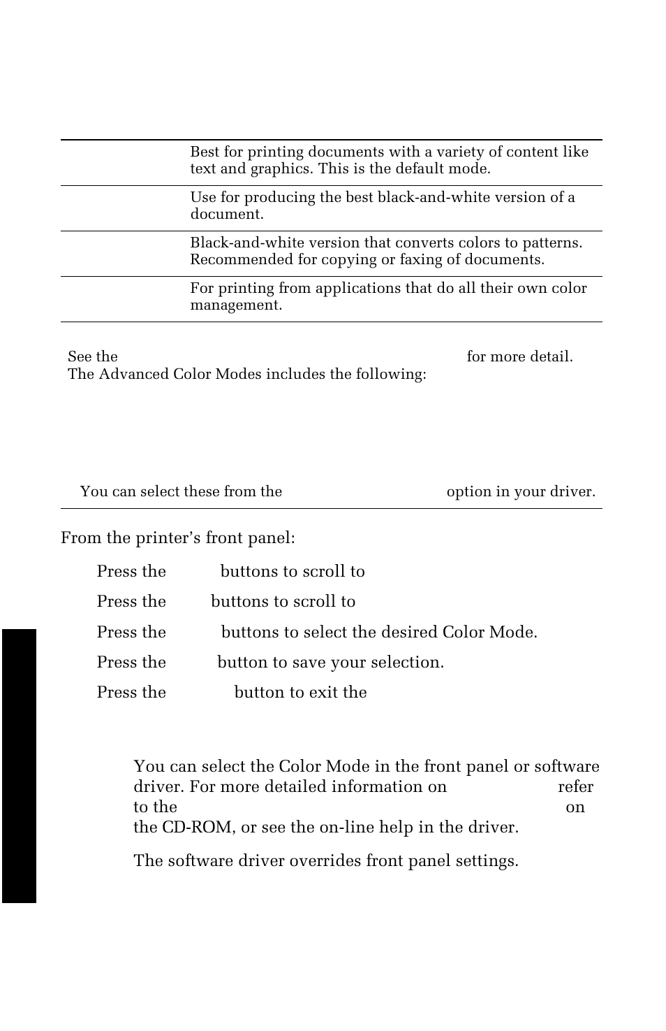 Color modes | Xerox 1235 User Manual | Page 30 / 88