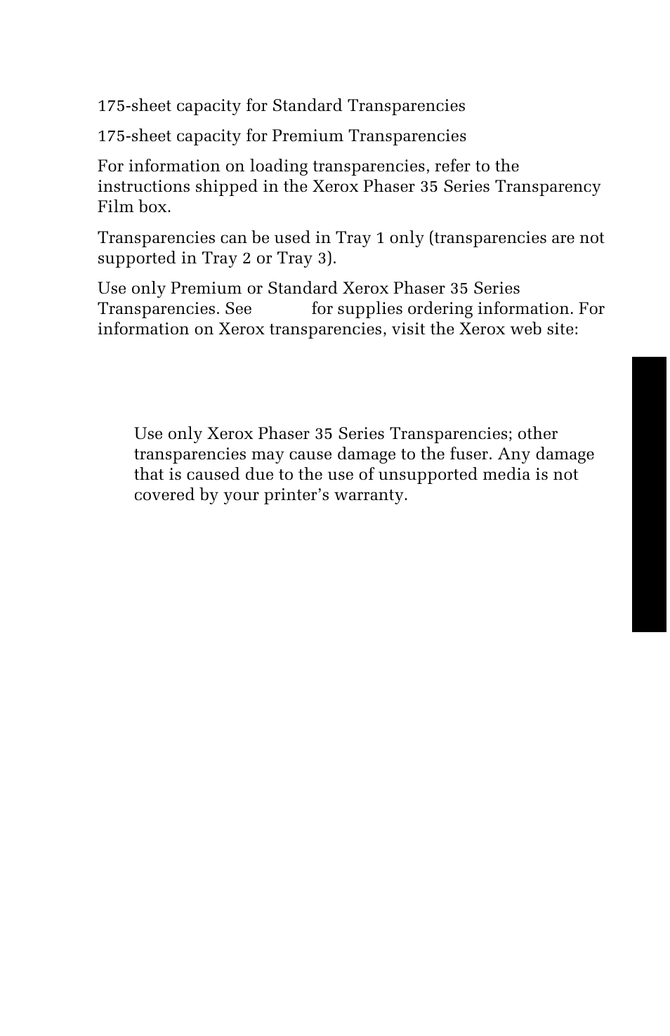 Transparency specifics | Xerox 1235 User Manual | Page 37 / 88