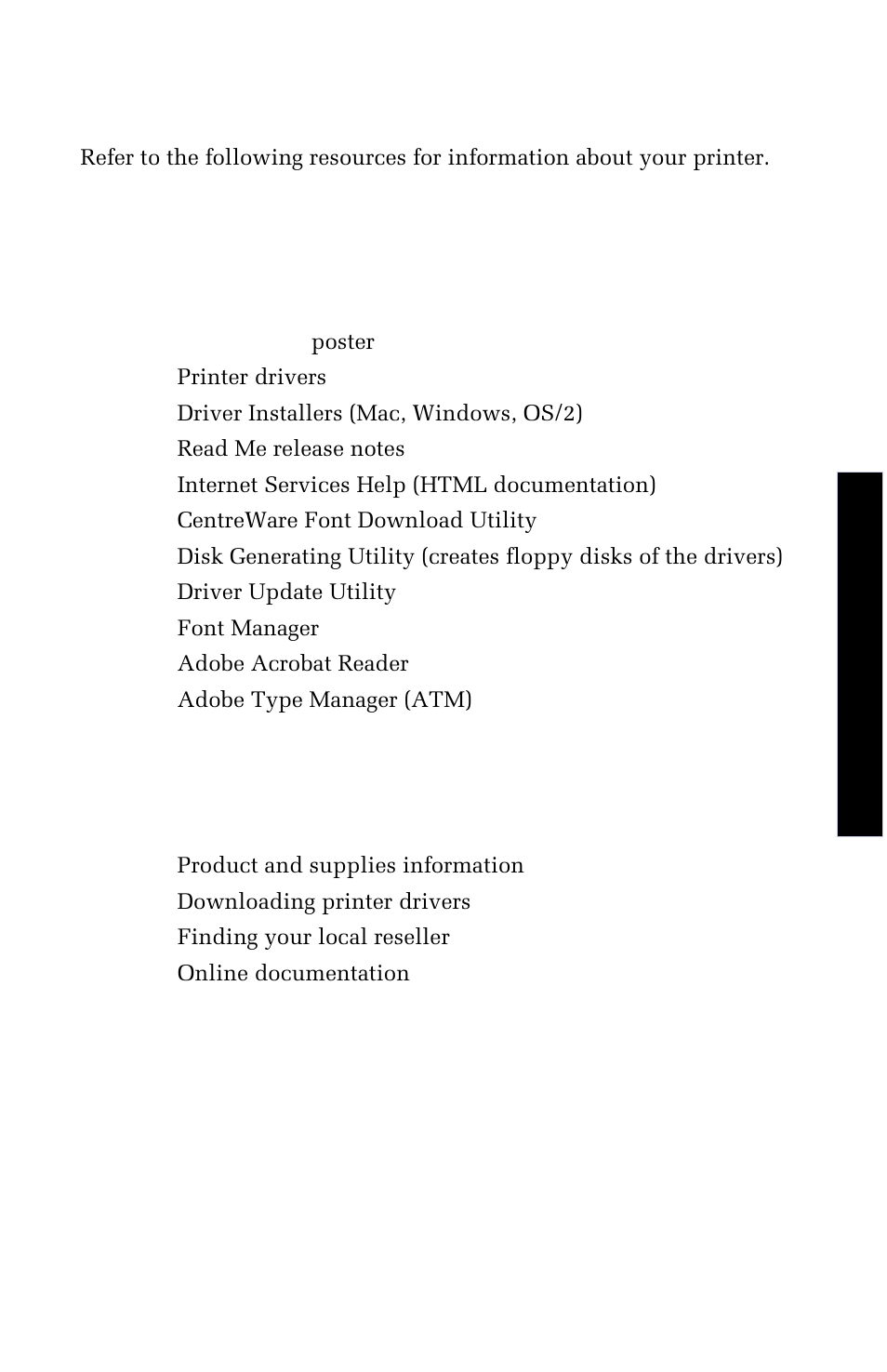 Getting help, Printer cd-rom, Xerox web site | Xerox 1235 User Manual | Page 71 / 88