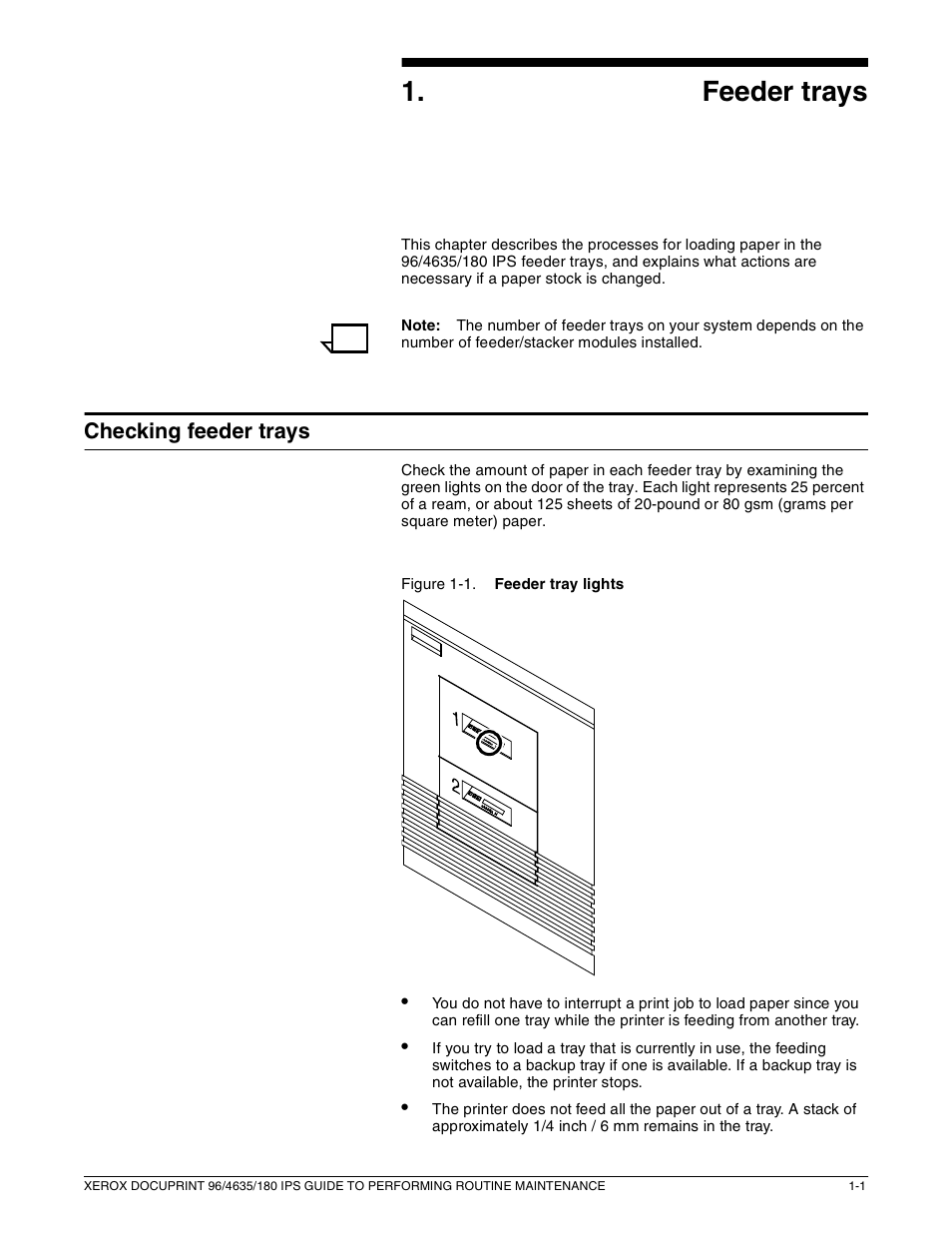 1feeder trays | Xerox 96/4635/180 IPS User Manual | Page 11 / 51