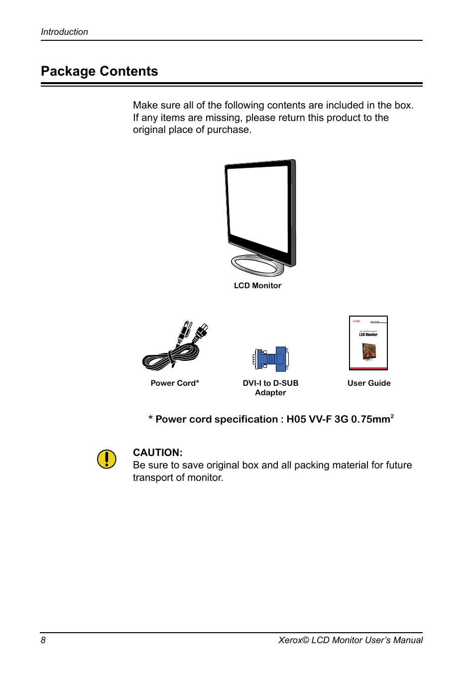 Package contents | Xerox XA7 SERIES User Manual | Page 9 / 23