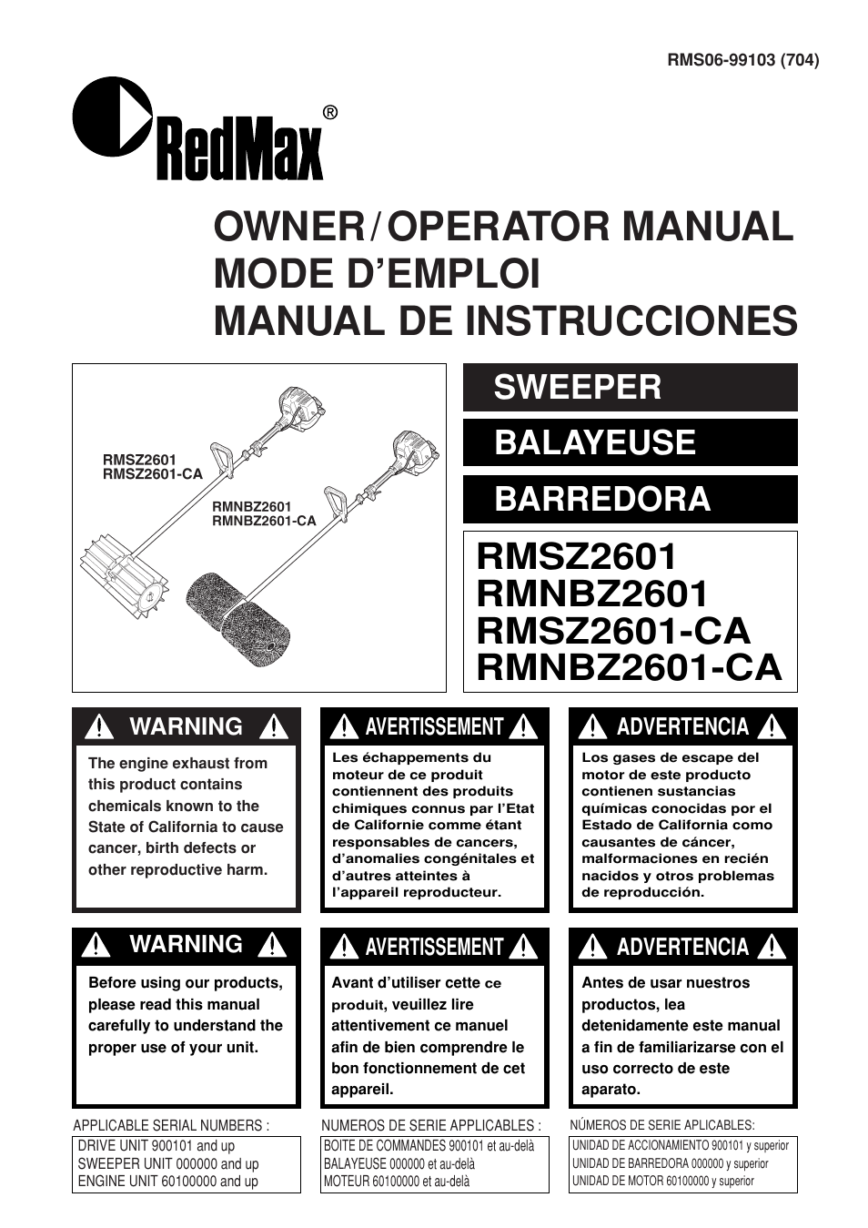 Zenoah RMSZ2601-CA User Manual | 64 pages