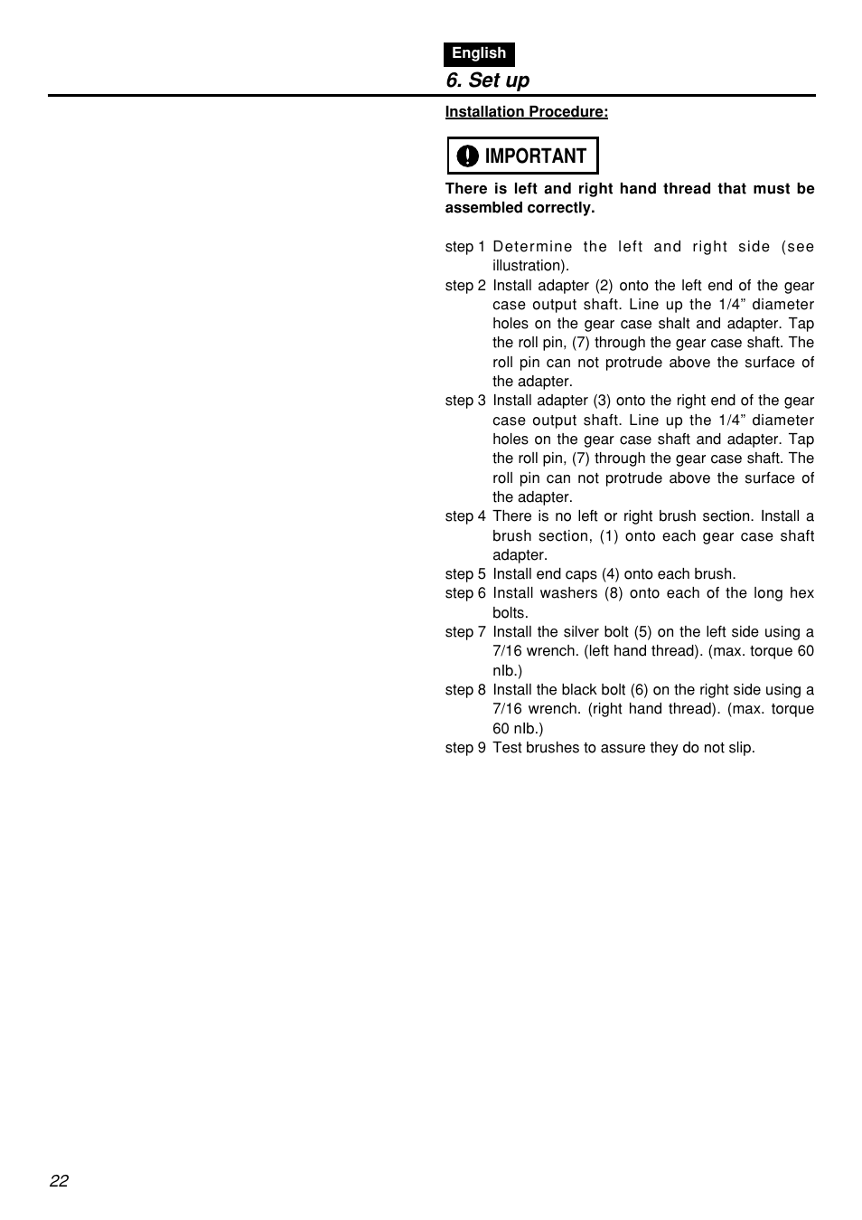 Set up, Important | Zenoah RMSZ2601-CA User Manual | Page 22 / 64