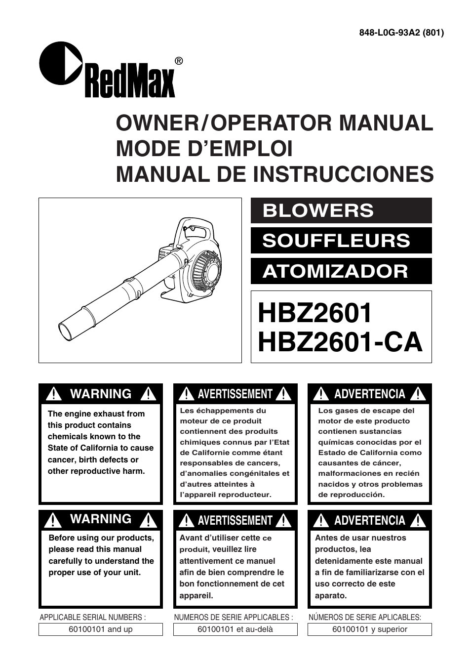 Zenoah HBZ2601-CA User Manual | 52 pages