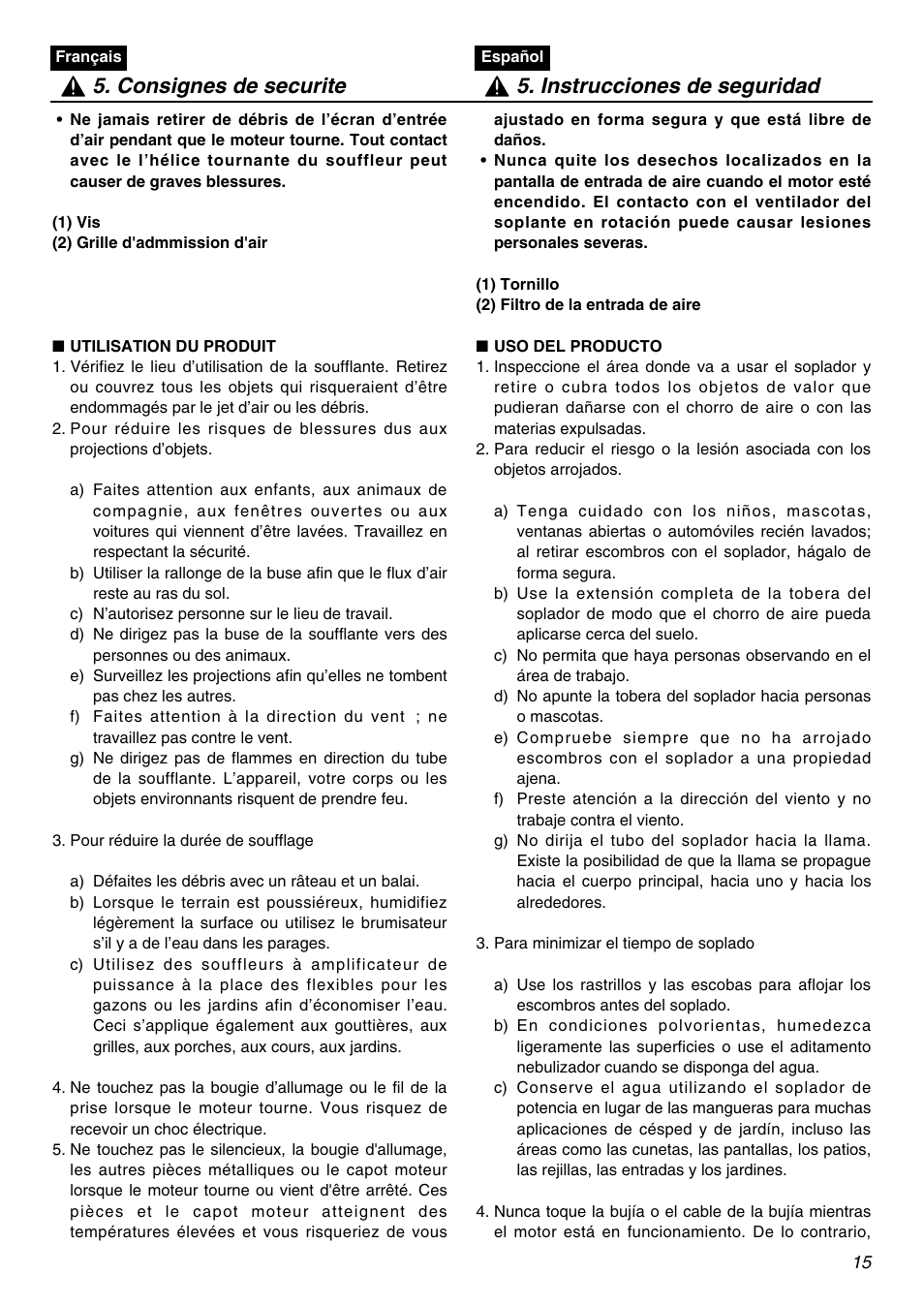 Zenoah HBZ2601-CA User Manual | Page 15 / 52