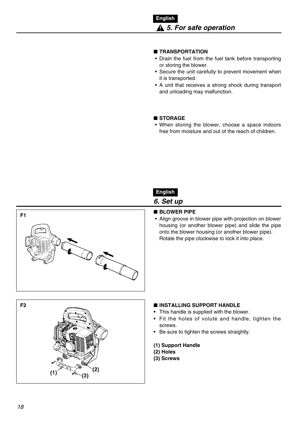 For safe operation, Set up | Zenoah HBZ2601-CA User Manual | Page 18 / 52