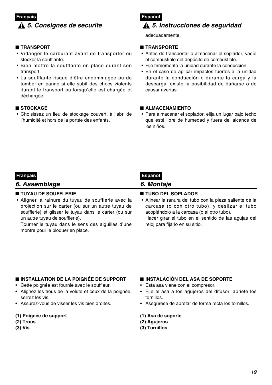 Assemblage 6. montaje | Zenoah HBZ2601-CA User Manual | Page 19 / 52