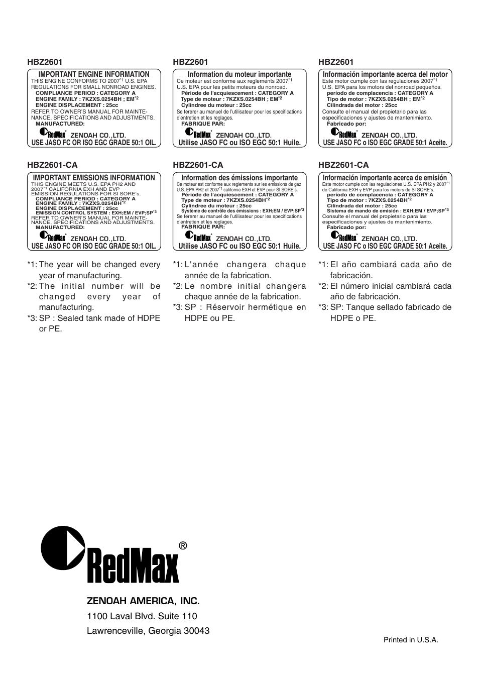 Zenoah HBZ2601-CA User Manual | Page 52 / 52