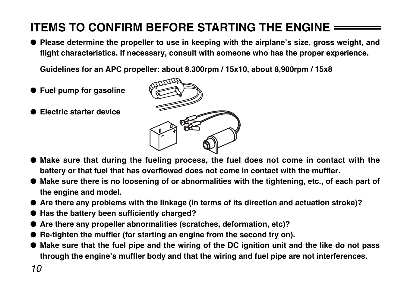 Items to confirm before starting the engine | Zenoah G200PU User Manual | Page 10 / 20