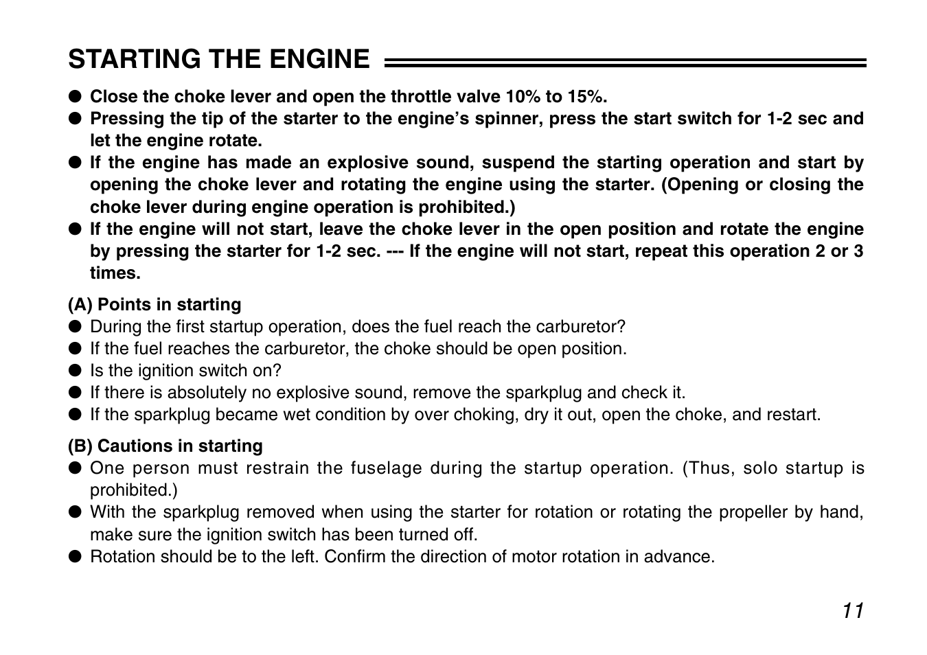 Starting the engine | Zenoah G200PU User Manual | Page 11 / 20