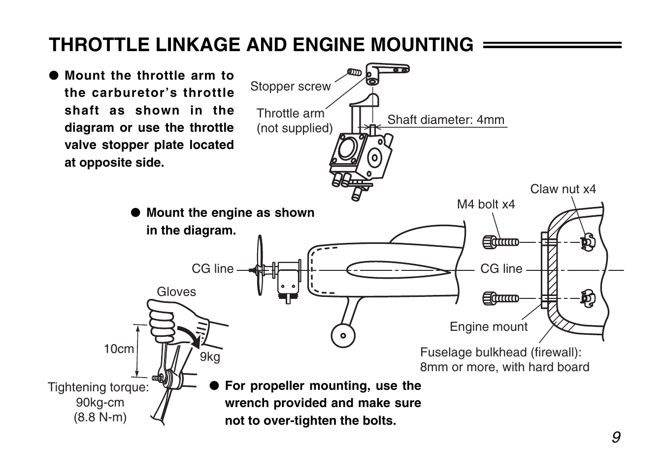 Throttle linkage and engine mounting | Zenoah G200PU User Manual | Page 9 / 20