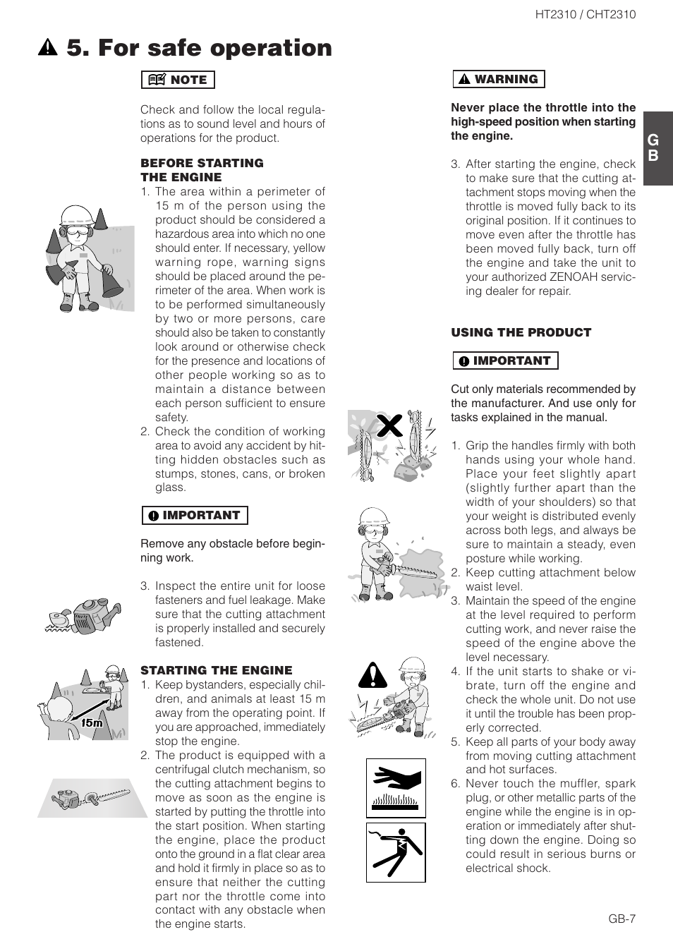 For safe operation | Zenoah HT2310 User Manual | Page 7 / 15