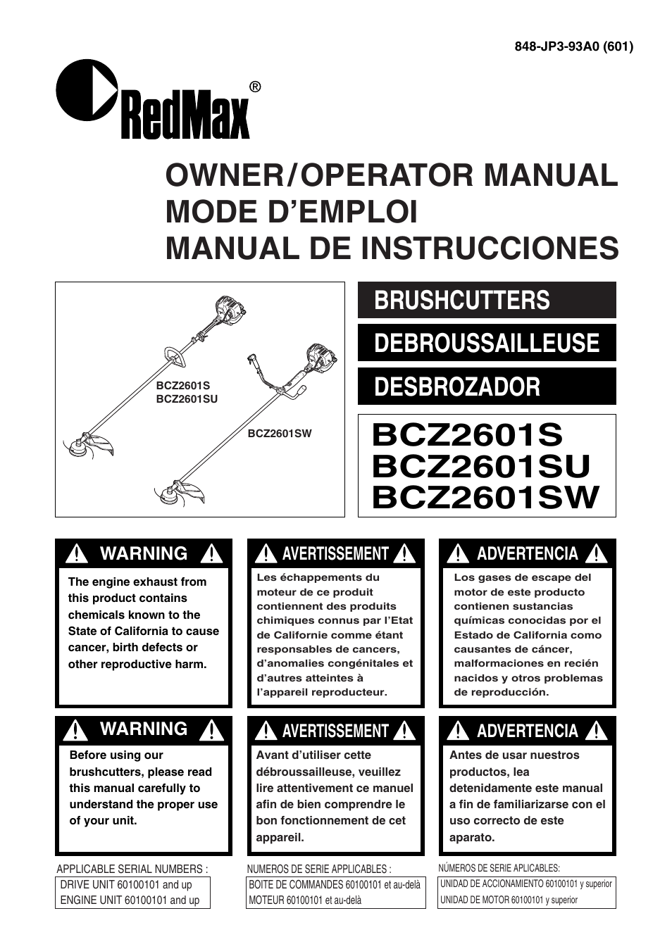 Zenoah BCZ2601SU User Manual | 64 pages