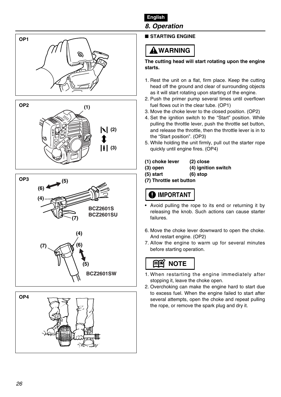 Operation | Zenoah BCZ2601SU User Manual | Page 26 / 64