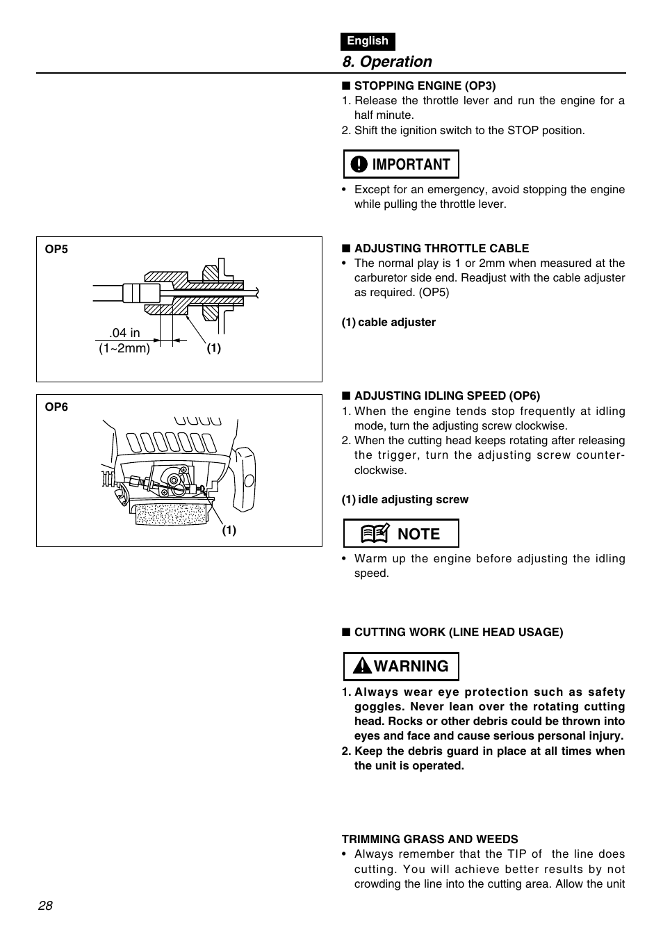 Operation | Zenoah BCZ2601SU User Manual | Page 28 / 64
