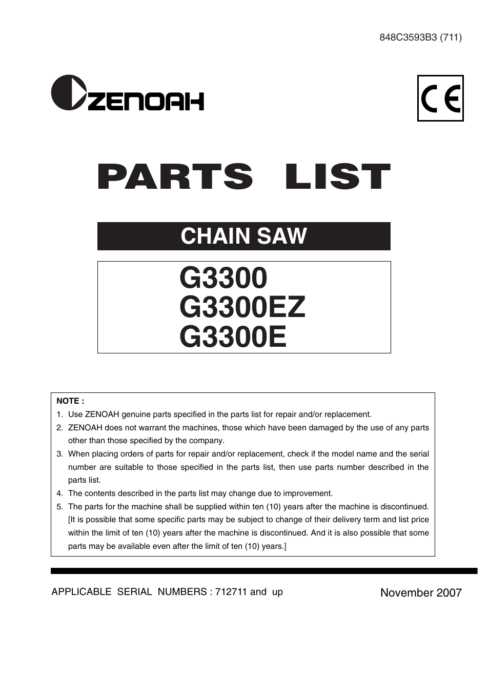 Zenoah 3300E User Manual | 11 pages