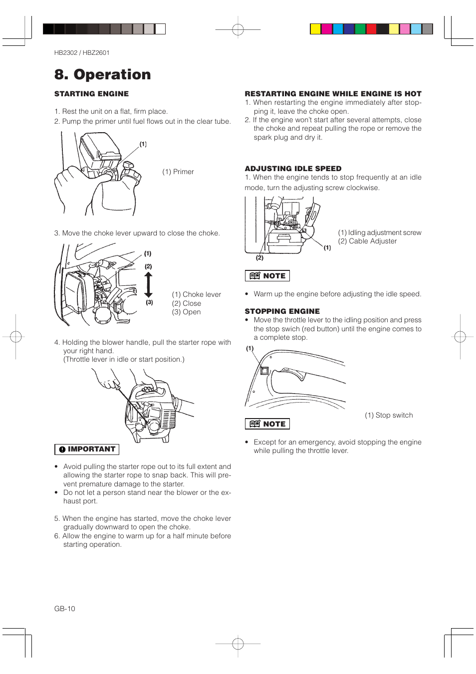 Operation | Zenoah HBZ2601 User Manual | Page 10 / 16