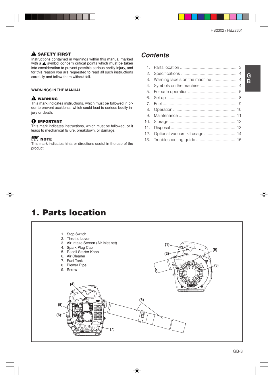 Zenoah HBZ2601 User Manual | Page 3 / 16