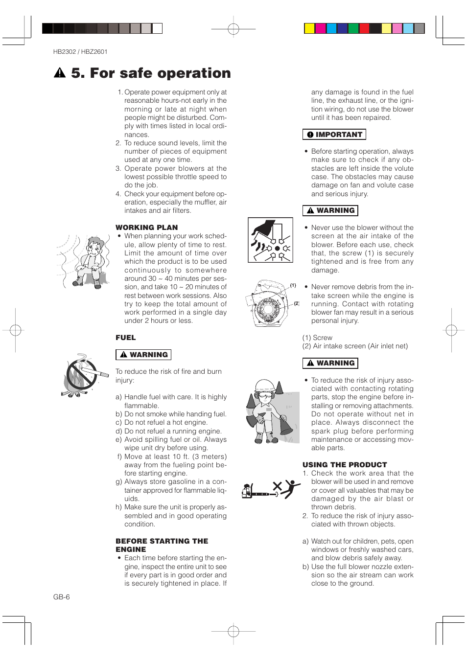 For safe operation | Zenoah HBZ2601 User Manual | Page 6 / 16
