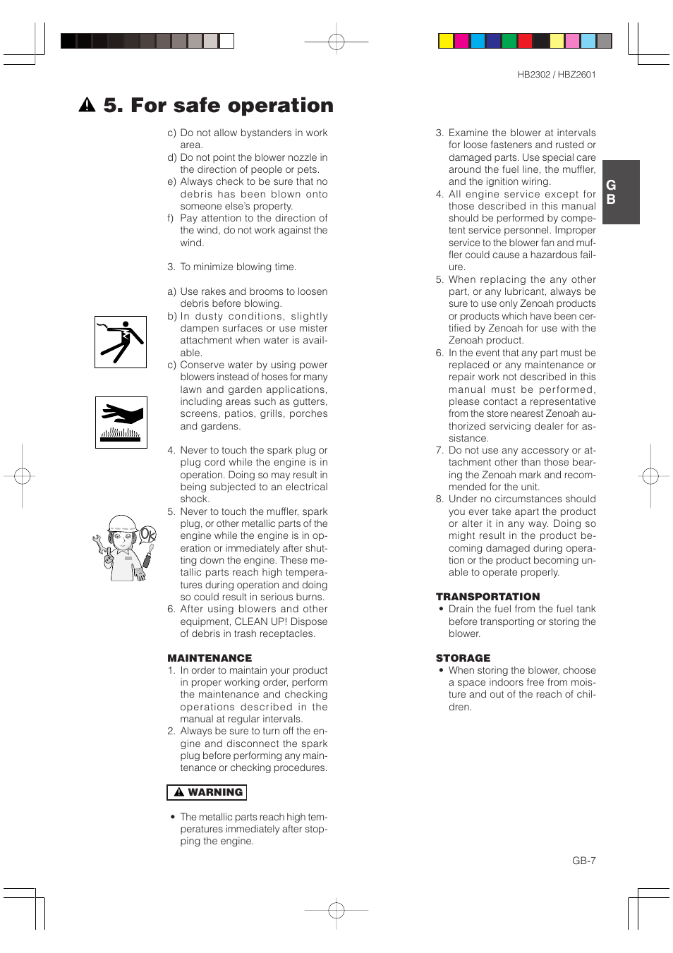 For safe operation | Zenoah HBZ2601 User Manual | Page 7 / 16