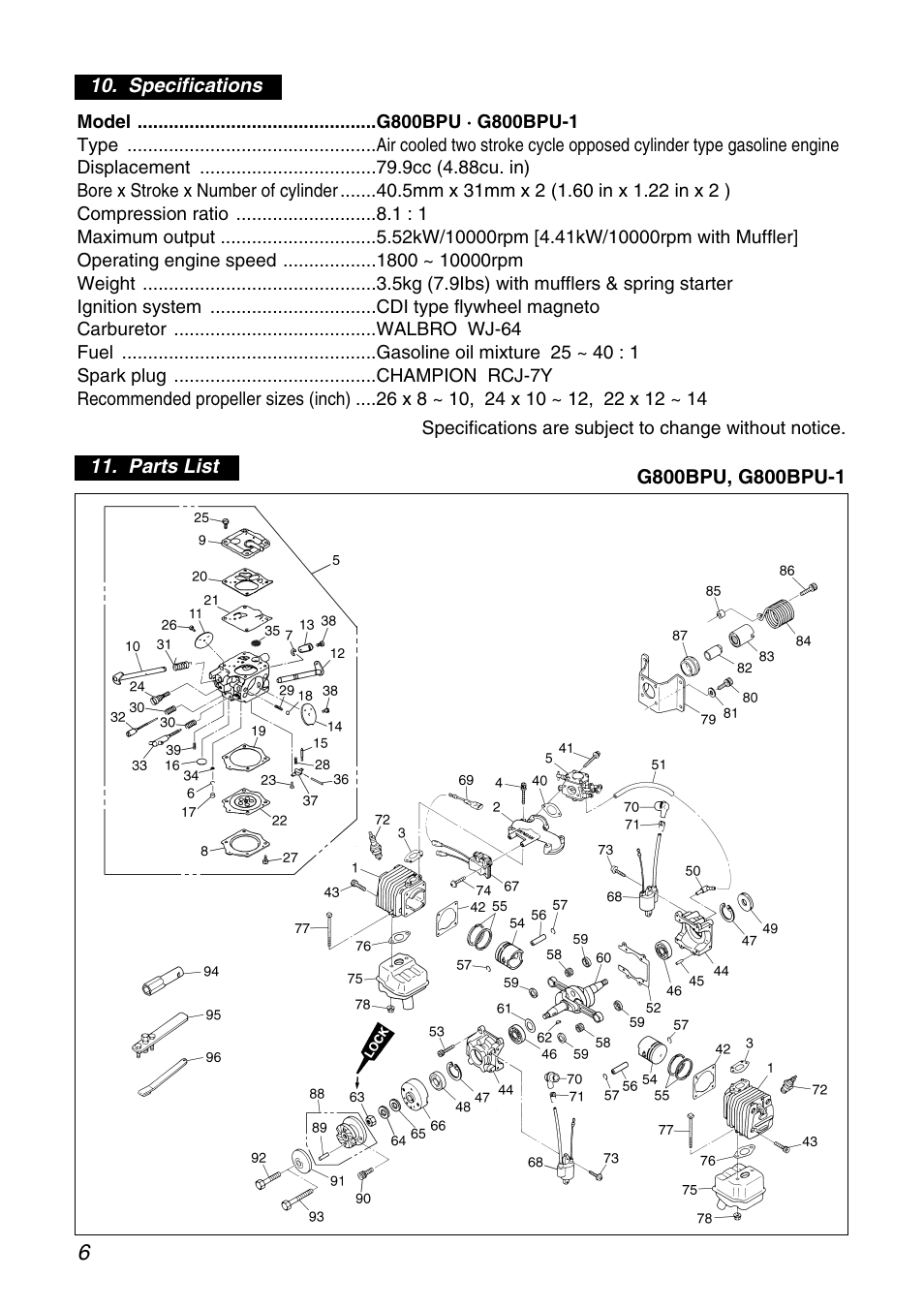 Zenoah G800BPU-1 User Manual | Page 6 / 8