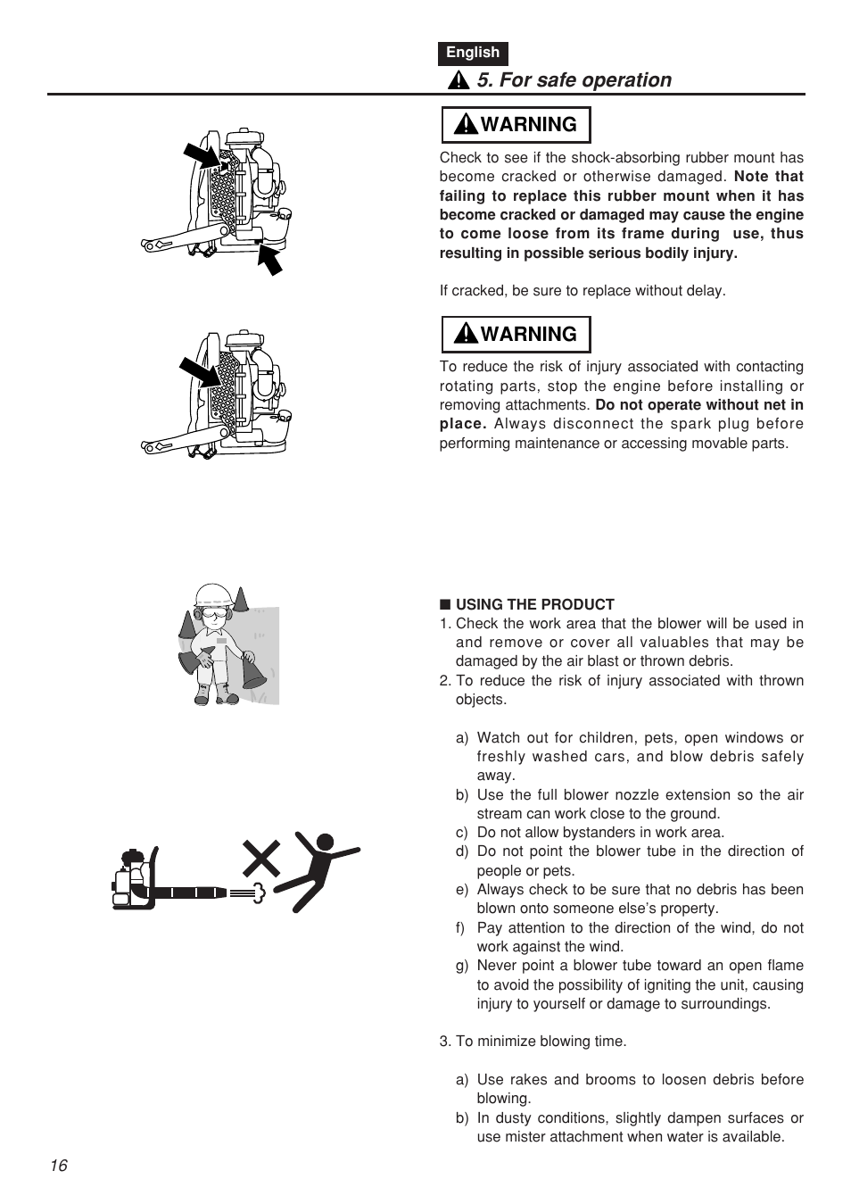 Warning, Warning 5. for safe operation | Zenoah EBZ7001-CA User Manual | Page 16 / 60