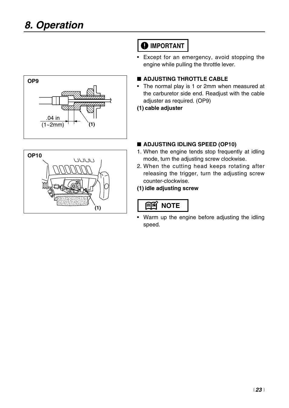 Operation | Zenoah EXZ2500S-BC User Manual | Page 23 / 60