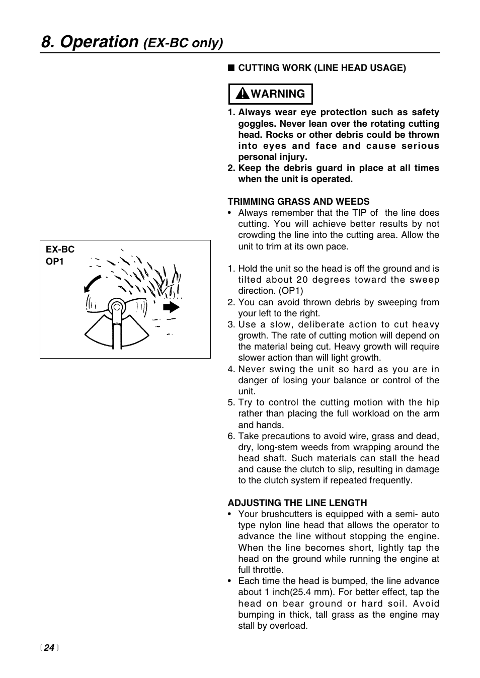 Operation, Ex-bc only) | Zenoah EXZ2500S-BC User Manual | Page 24 / 60