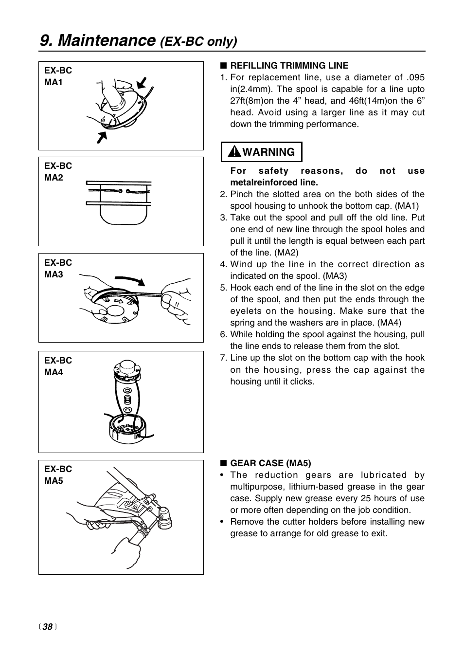 Maintenance, Ex-bc only) | Zenoah EXZ2500S-BC User Manual | Page 38 / 60