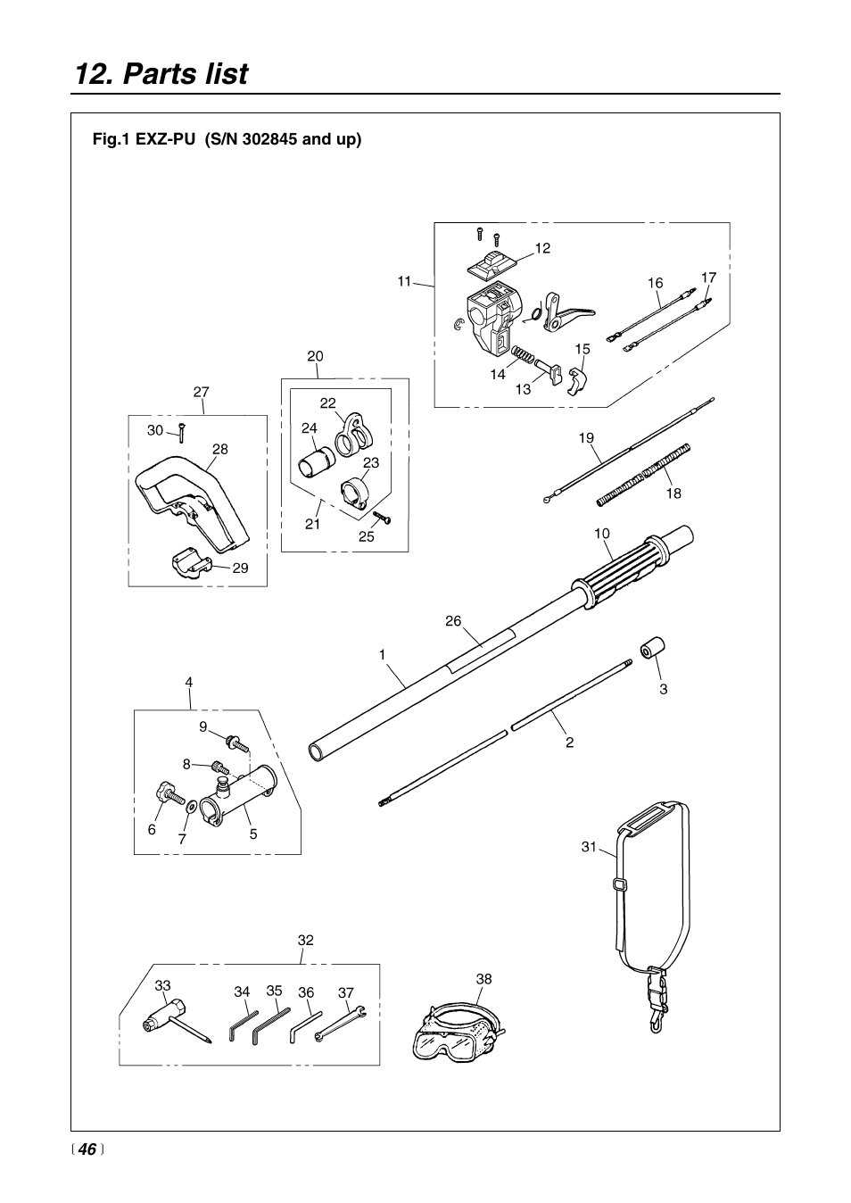 Parts list | Zenoah EXZ2500S-BC User Manual | Page 46 / 60