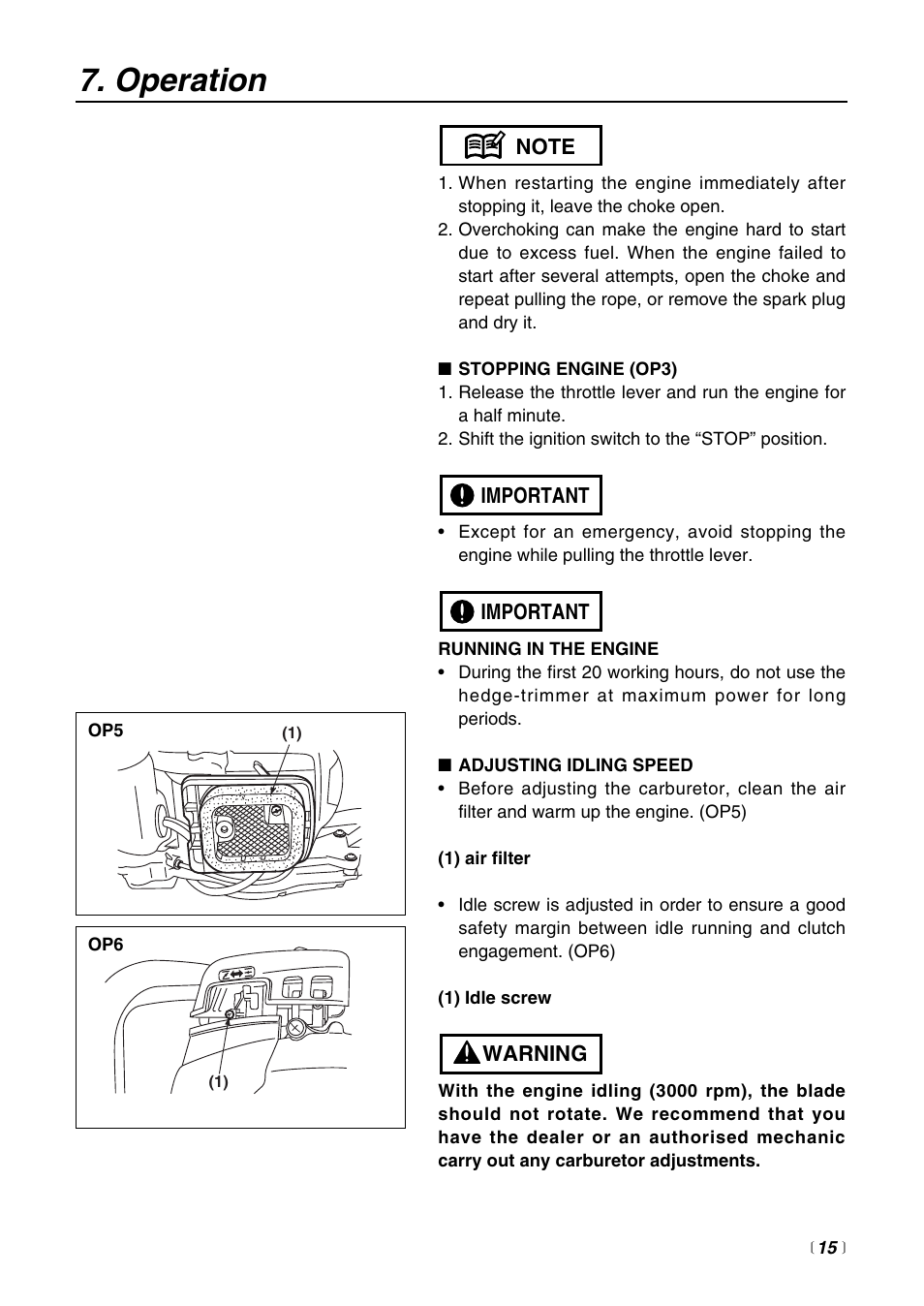 Operation | Zenoah HTZ2400 User Manual | Page 15 / 32