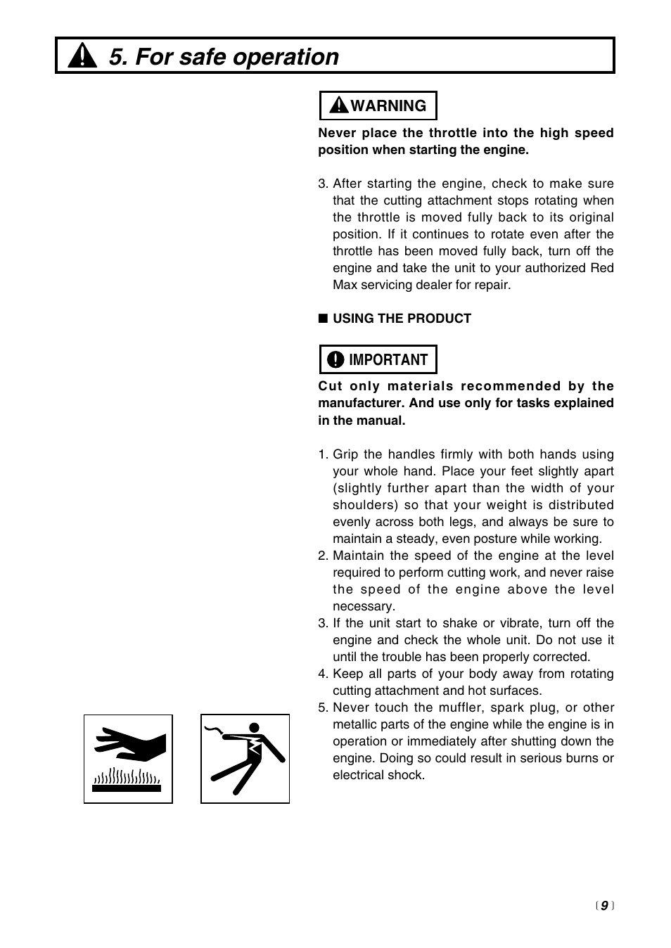 For safe operation | Zenoah HTZ2400 User Manual | Page 9 / 32