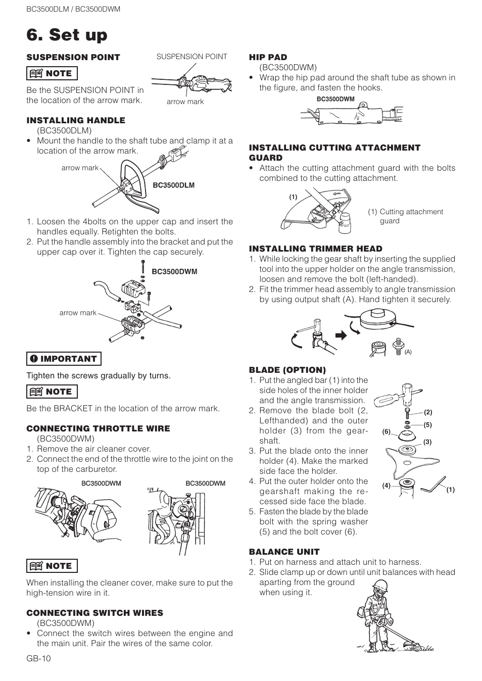 Set up | Zenoah BC3500DWM User Manual | Page 10 / 18