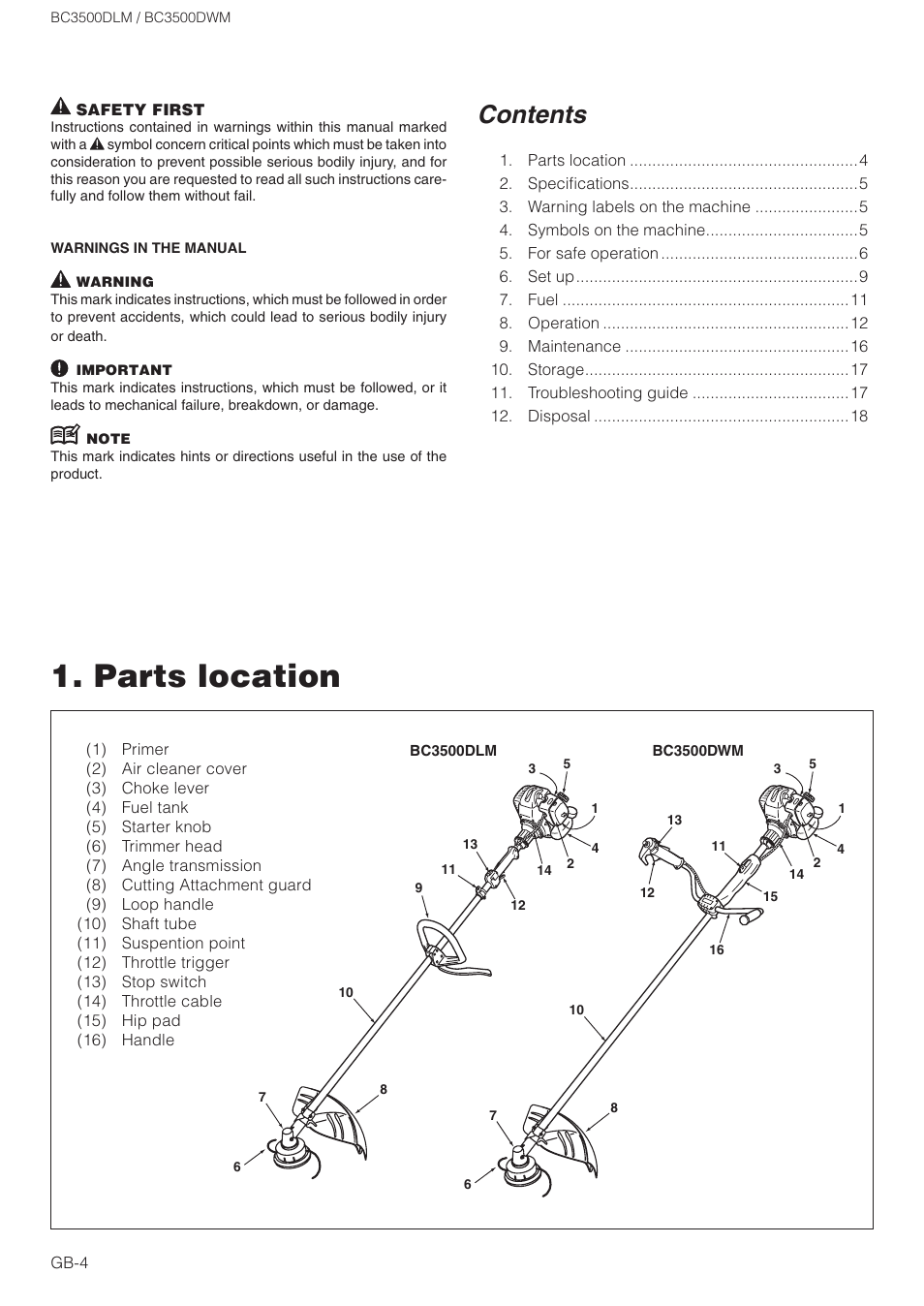 Zenoah BC3500DWM User Manual | Page 4 / 18