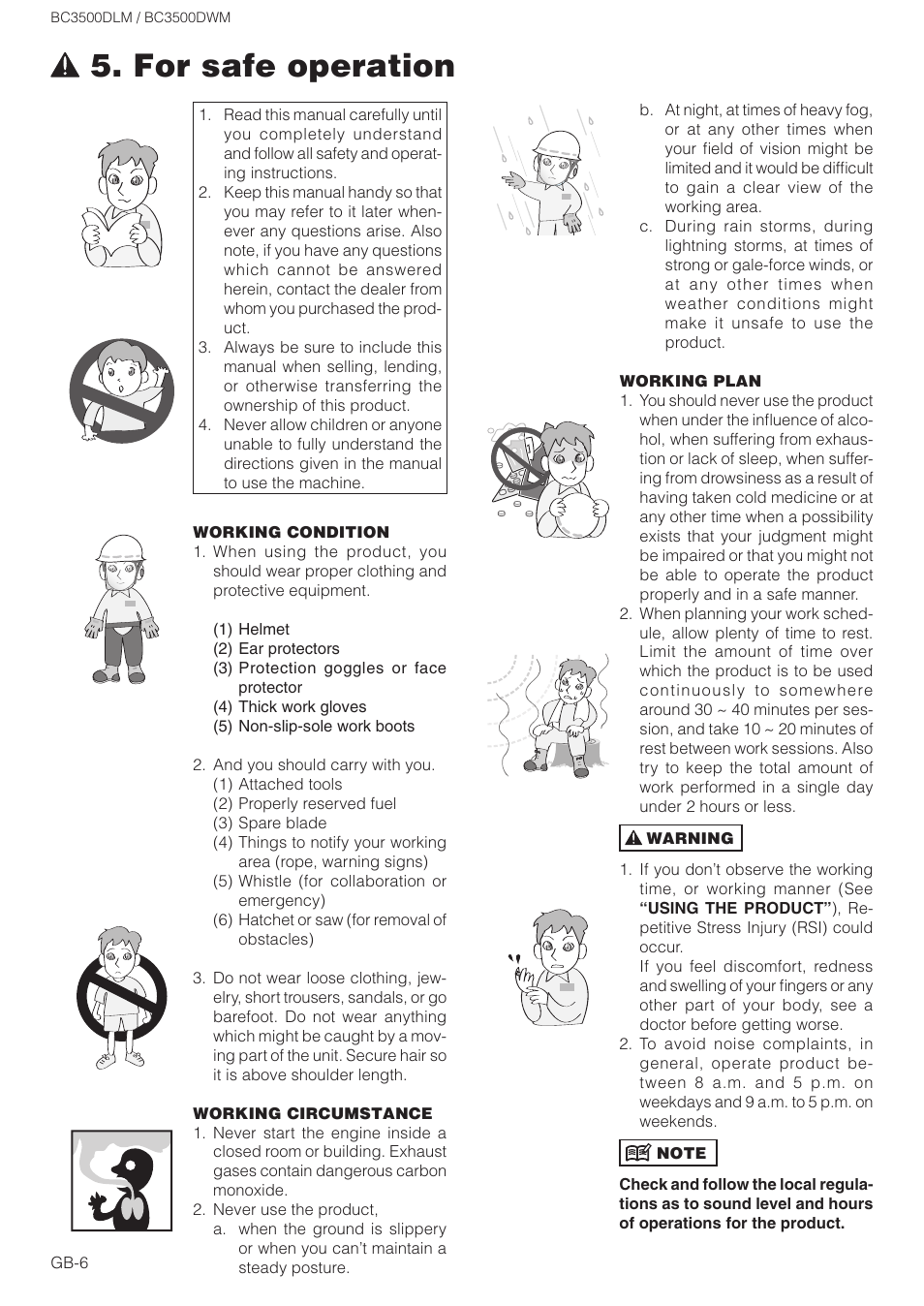 For safe operation | Zenoah BC3500DWM User Manual | Page 6 / 18