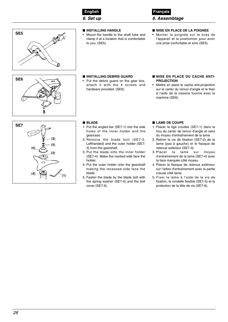 Set up 6. assemblage 28 | Zenoah BK4500FL User Manual | Page 28 / 62